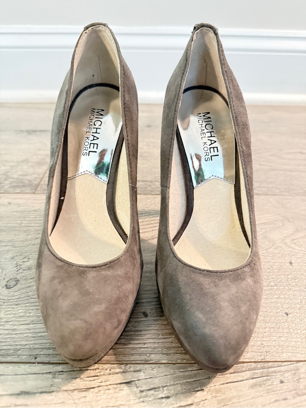 Michael Kors Taupe Suede Pointed Toe Pumps